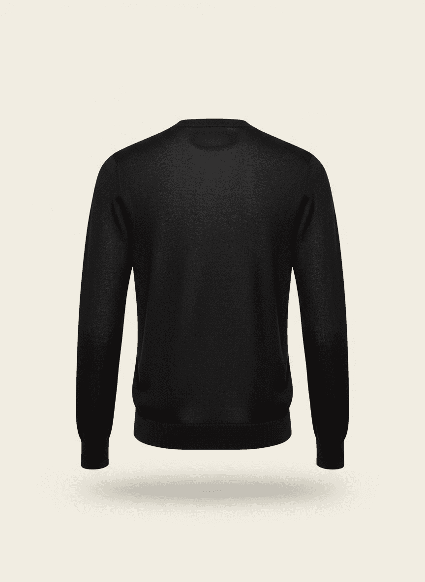Fine-Gauge Merino Sweater in Black