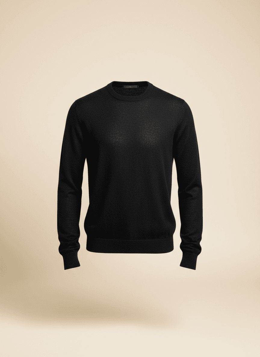 Fine-Gauge Merino Sweater in Black